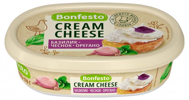 

Сыр мягкий Bonfesto Cream Cheese базилик чеснок орегано 70%, 170 г