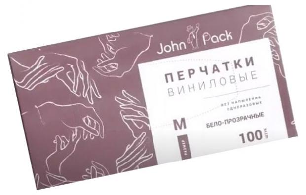 Перчатки John Pack виниловые размер M, 100 шт