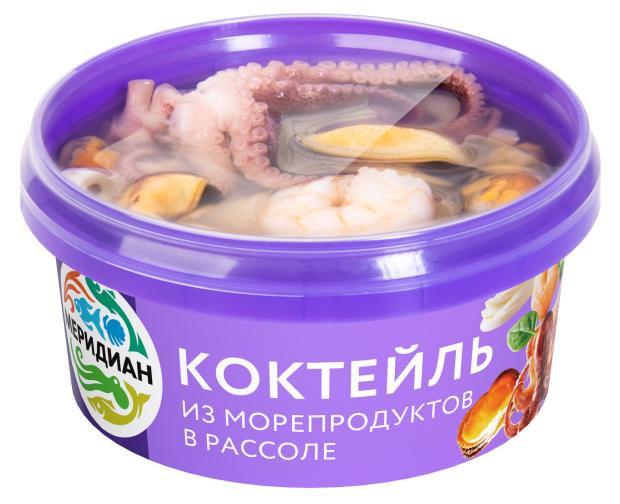 Коктейль из морепродуктов Меридиан в рассоле, 180 г коктейль из морепродуктов меридиан в желе 200 г