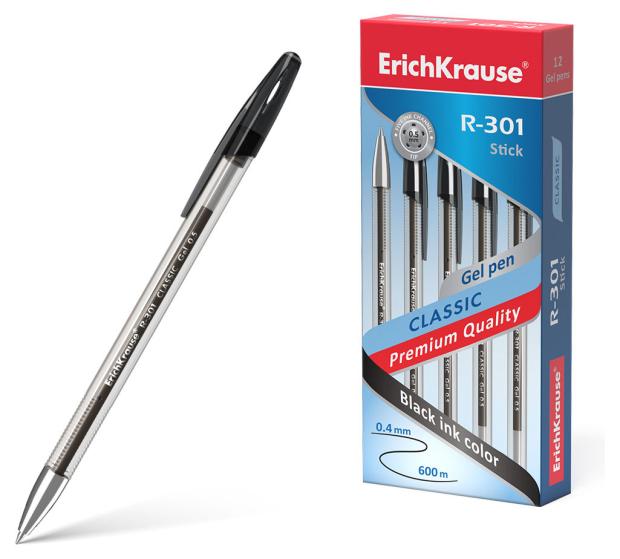 Ручка гелевая ErichKrause R-301 Classic Gel Stick 0.5 черная, 1 шт