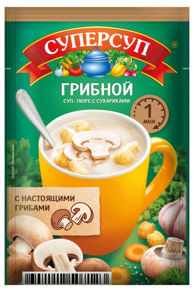 

Суп-пюре СУПЕРСУП грибной с сухариками, 18 г