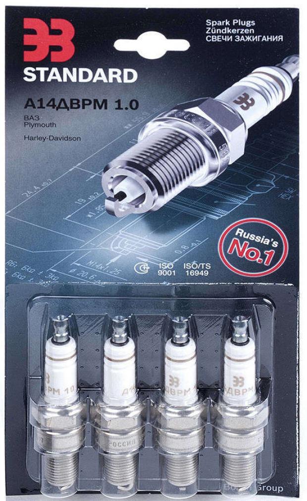 

Свечи зажигания Bosch А14ДВРМ 1,0, 4 шт