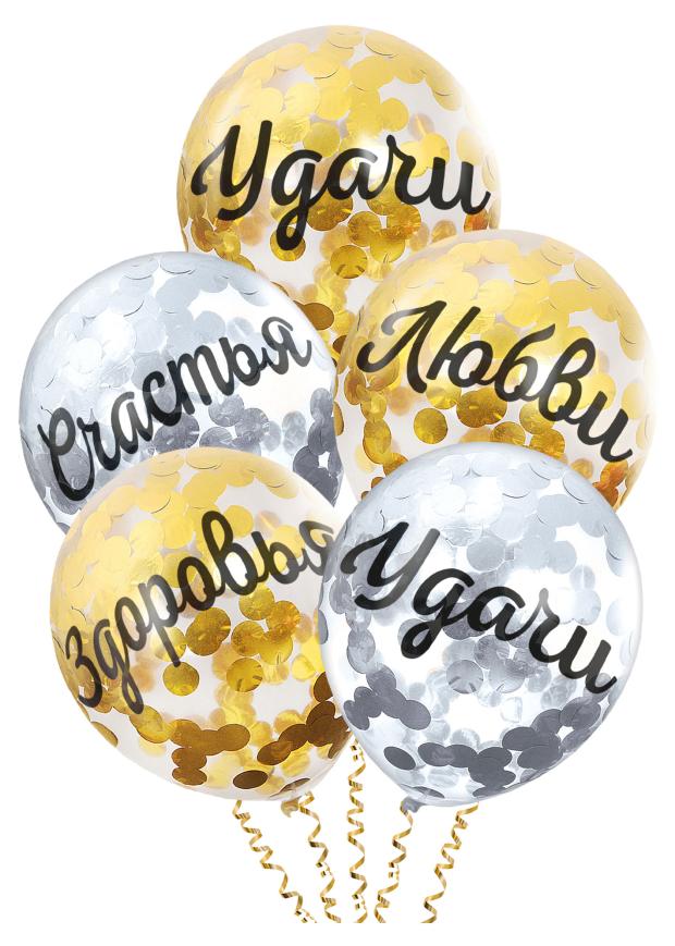 

Шары надувные Fiolento Пожелания с конфетти, 5 шт