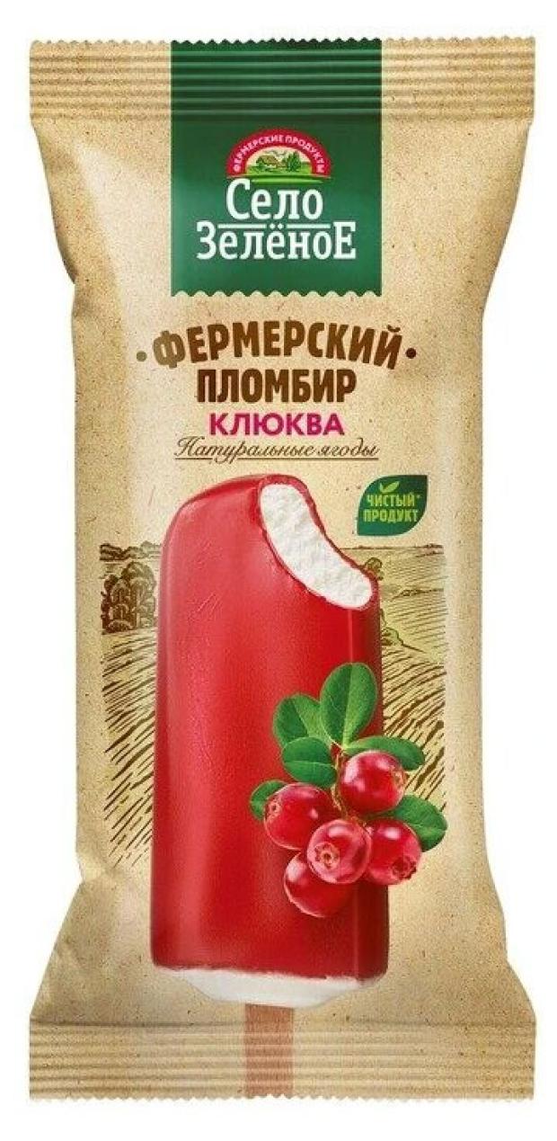 Мороженое пломбир Село Зеленое с ароматом клюквы во фруктовой глазури, 70 г