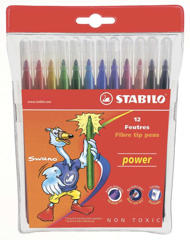 Фломастеры Stabilo Power, 12 цветов