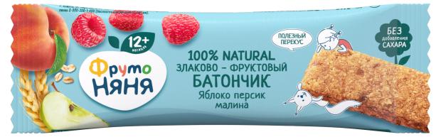 Батончик злаково-фруктовый ФрутоНяня Яблоко-Персик-Малина, 25 г фруктовый батончик клюква малина 30 г