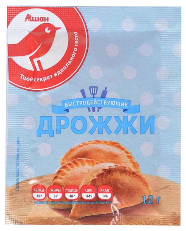 Дрожжи сухие АШАН Красная птица быстродействующие, 12 г