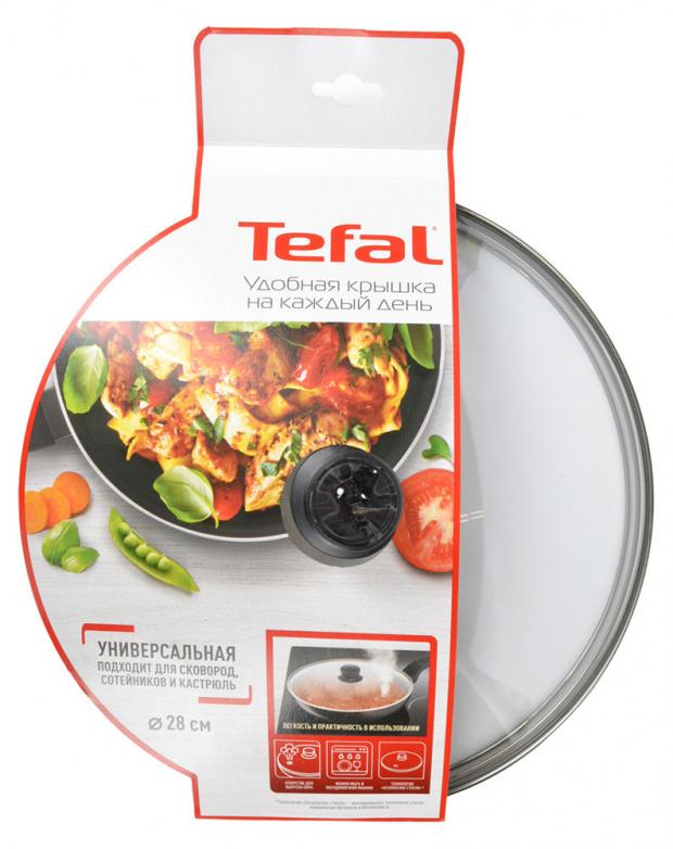 Крышка с пароотводом Tefal Cocoon стеклянная, 28 см