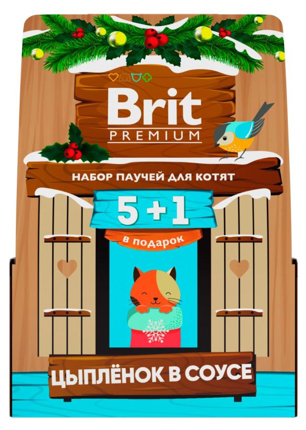 

Корм влажный для котят Brit Premium Набор Цыпленок в соусе 5+1 кормушка, 510 г
