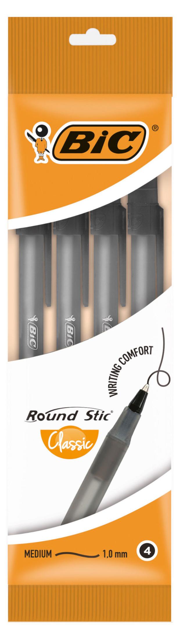 

Ручка шариковая BIC Round Stic Classic чёрная, 4 шт