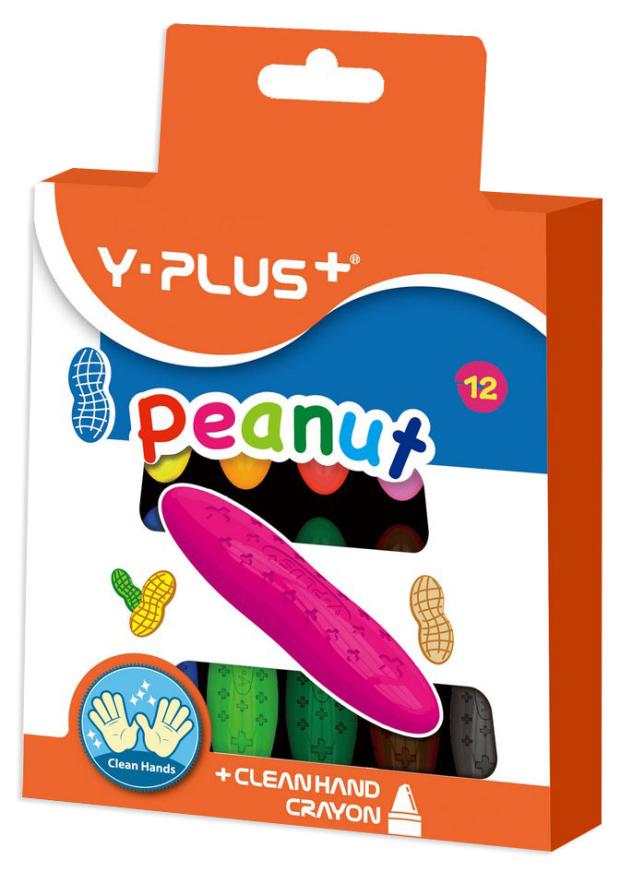 Мелки восковые Y-Plus Peanut, 12 цветов