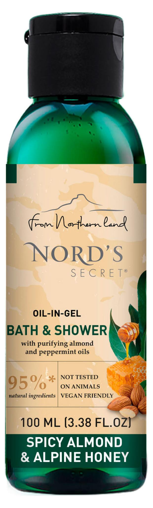 Гель для душа NORD'S SECRET Пряный миндаль и альпийский мед cмягчающий с эфирным маслом, 100 мл