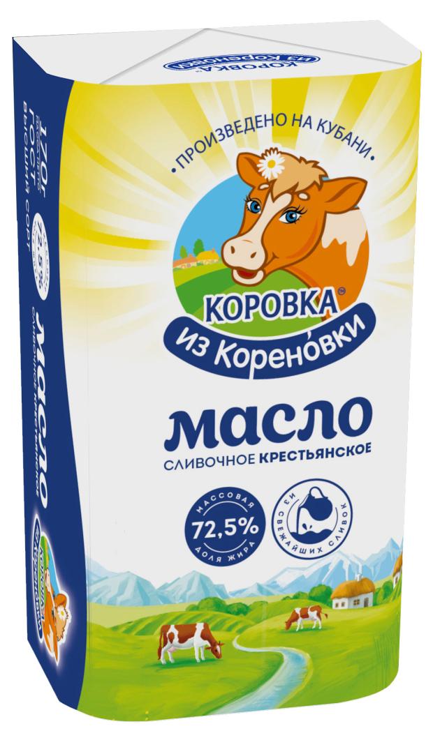 

Масло сливочное Коровка из Кореновки Крестьянское 72,5% БЗМЖ, 170 г