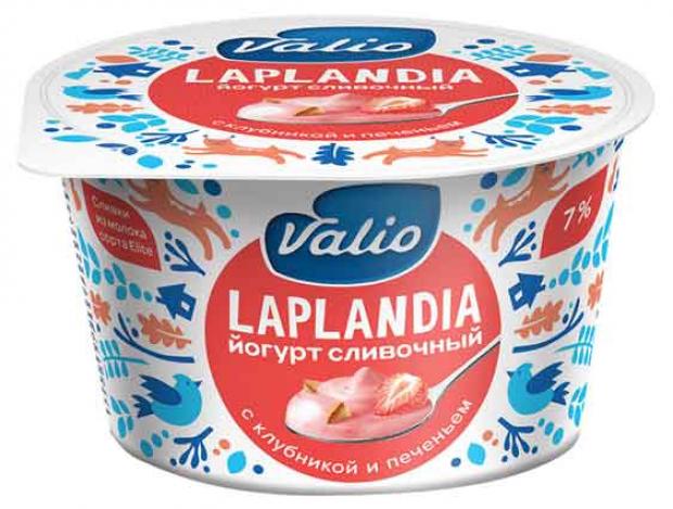 

Йогурт Valio сливочный Laplandia с клубникой и кусочками печенья 7%, 180 г
