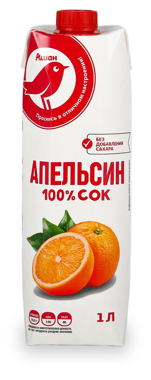 

Сок апельсиновый АШАН Красная птица, 1 л