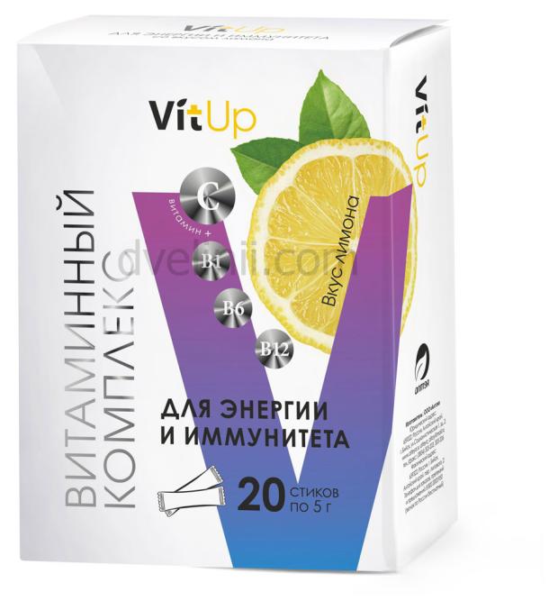 Бад Две Линии VitUp Витаминный комплекс источник энергии и иммунитета со вкусом лимона, 20 шт