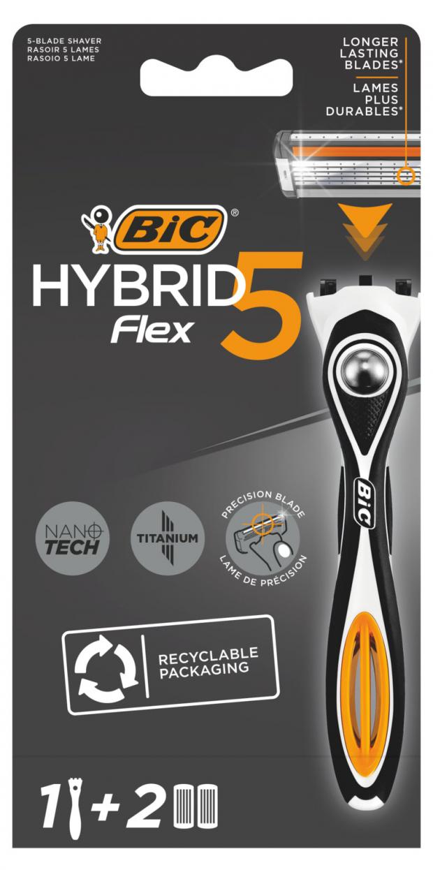 

Бритва мужская, BIC Hybrid 5 Flex, 1 ручка и 2 сменные кассеты