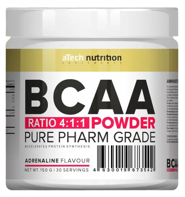 Комплекс аминокислот aTech BCAA 4:1:1 адреналин, 150 г