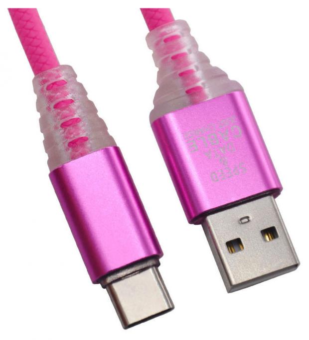 USB кабель Liberty Project Type-C Змея LED TPE розовый