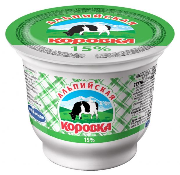 Молокосодержащий продукт Альпийская коровка 15% ЗМЖ, 200 г