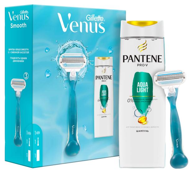 

Набор подарочный Venus+Pantene настоящей красоты Smooth с шампунем