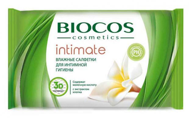 фото Влажные салфетки для интимной гигиены biocos intimate, 15 шт