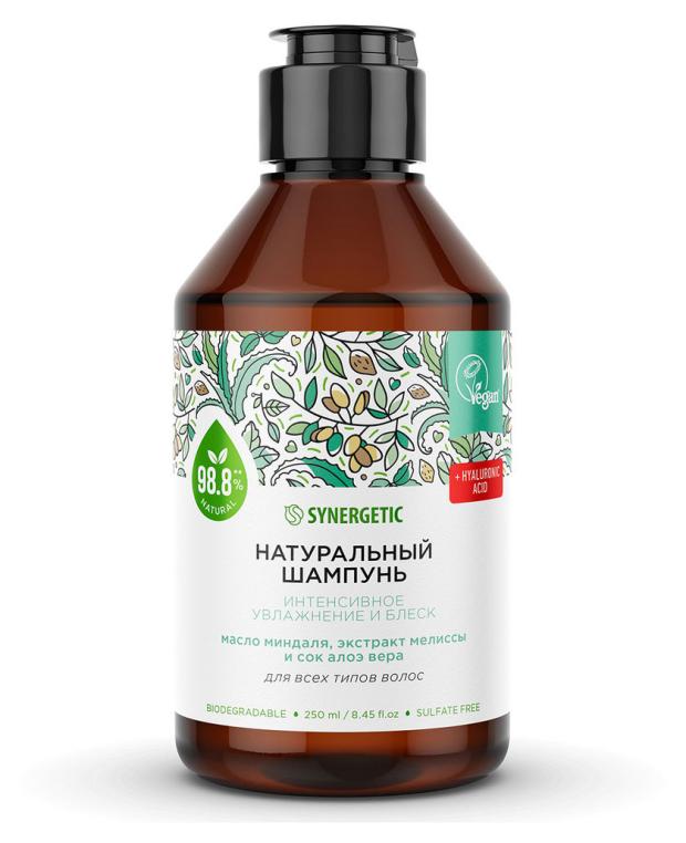 

Шампунь для волос Synergetic Интенсивное увлажнение и блеск натуральный бессульфатный, 250 мл