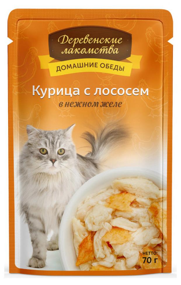 Корм для кошек Деревенские лакомства курица с лососем, 70 г