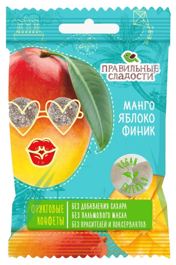 

Конфеты фруктовые Правильные сладости манго яблоко финик, 50 г