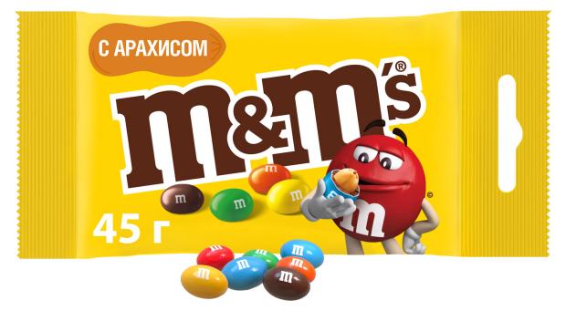 Драже M&M's с арахисом и молочным шоколадом, 45 г