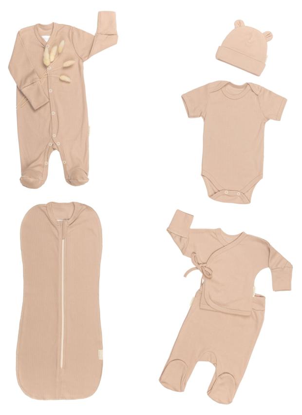 

Комплект на выписку детский Amarobaby Newborn 6 предметов бежевый