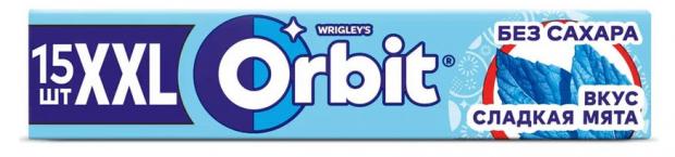 жевательная резинка orbit сочный абрикос 13 6 г Резинка жевательная Orbit XXL Сладкая мята без сахара, 20,4 г