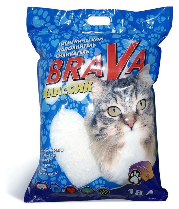 Наполнитель для кошачьего туалета Brava Классик силикагель, 18 л