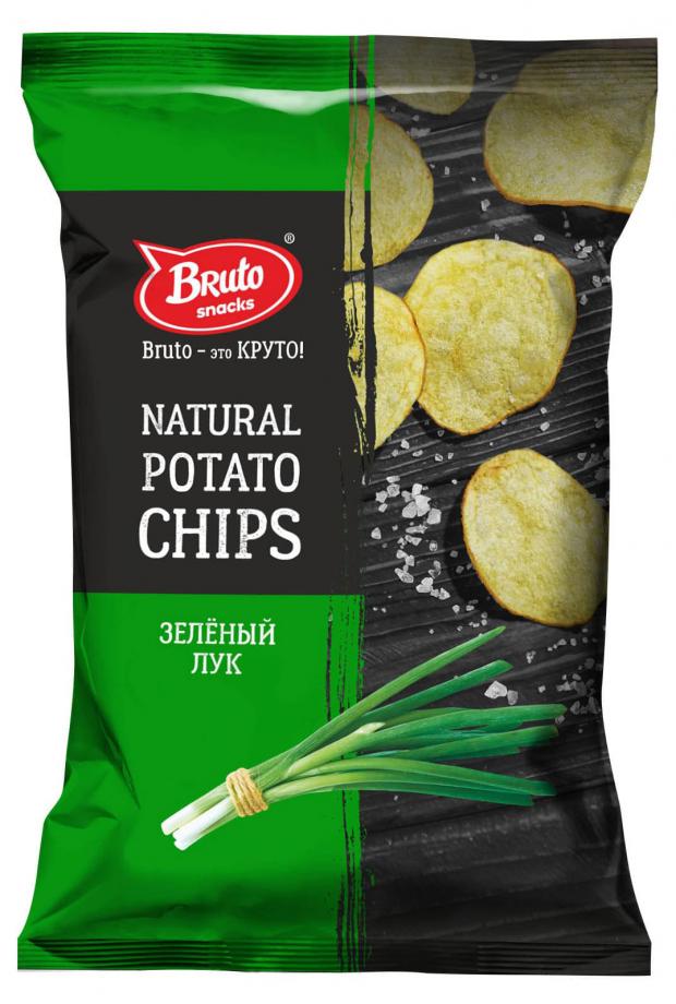 Чипсы Bruto Natural potato chips зеленый лук, 70 г