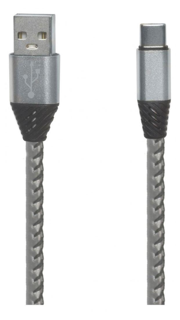 

USB кабель "LP" Type-C Кожаная оплетка 1м. (серебряный)