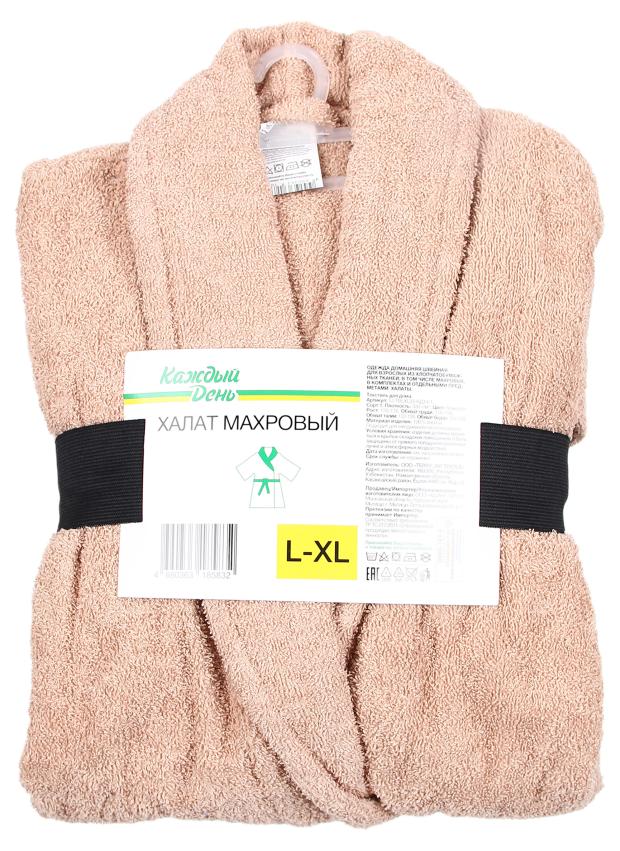 Халат Каждый день махровый бежевый унисекс, L-XL