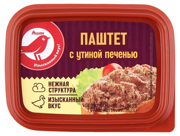 Паштет АШАН Красная птица с утиной печенью, 150 г хлеб мясной ашан красная птица 400 г