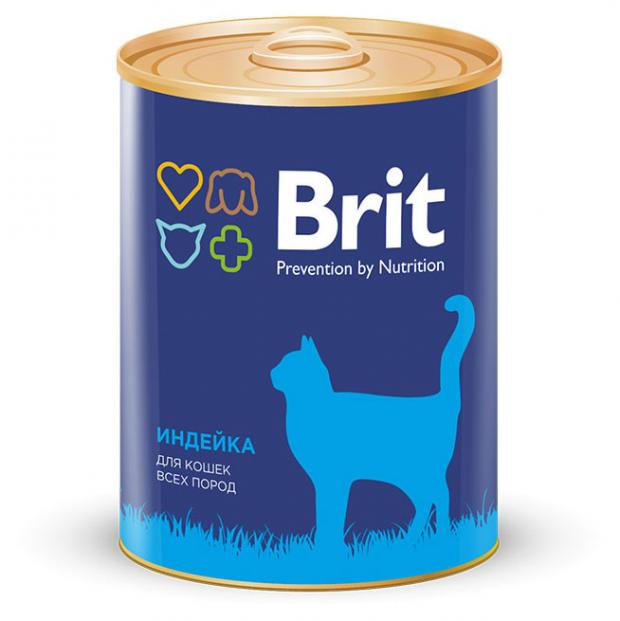 Консервированный корм для кошек Brit индейка, 340 г