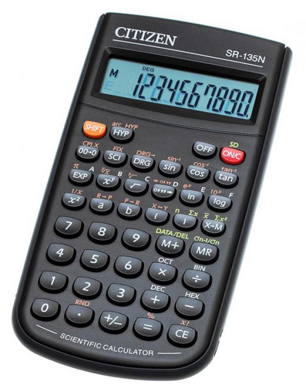 

Калькулятор научный Citizen SR-135N 8+2 разрядов 128 функций 84x154x19мм, черный