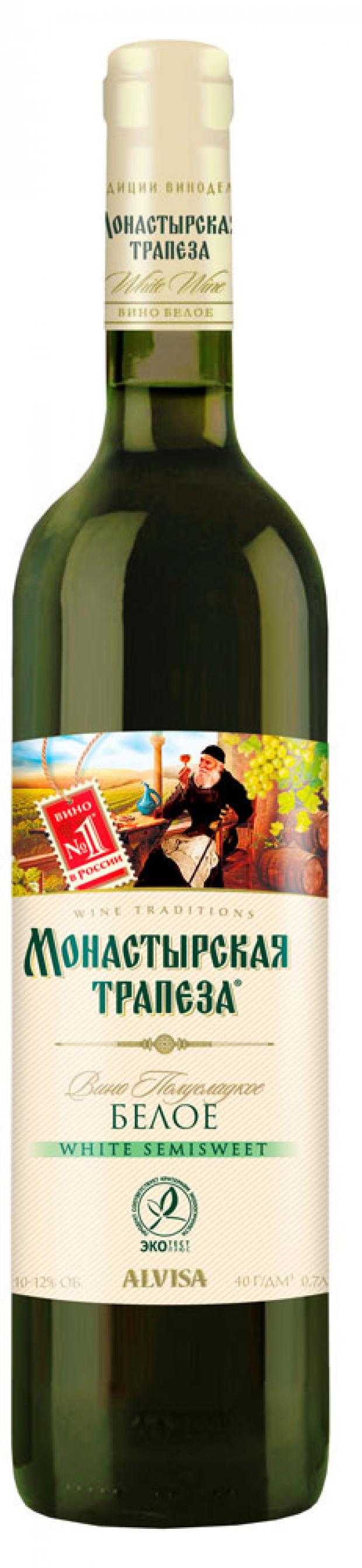 Вино Монастырская трапеза столовое белое полусладкое Россия, 0,7 л вино robertson winery столовое белое сладкое юар 0 75 л