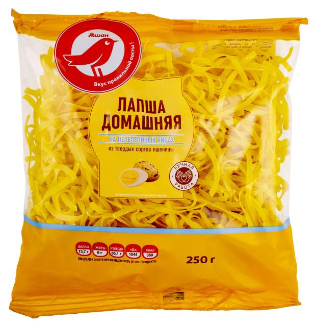 Лапша АШАН Красная птица домашняя на перепилиных яйцах, 250 г