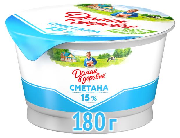 Сметана Домик в деревне 15% ЗМЖ, 180 г