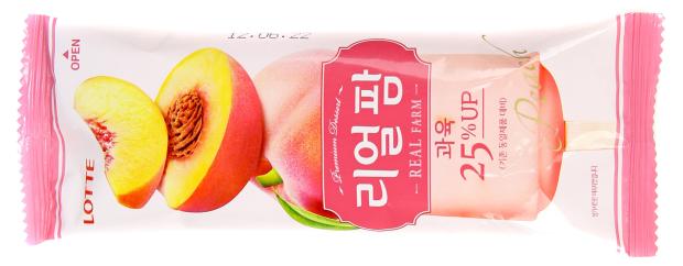 Мороженое корейское Lotte Real сливочное с кусочками персика БЗМЖ, 85 г