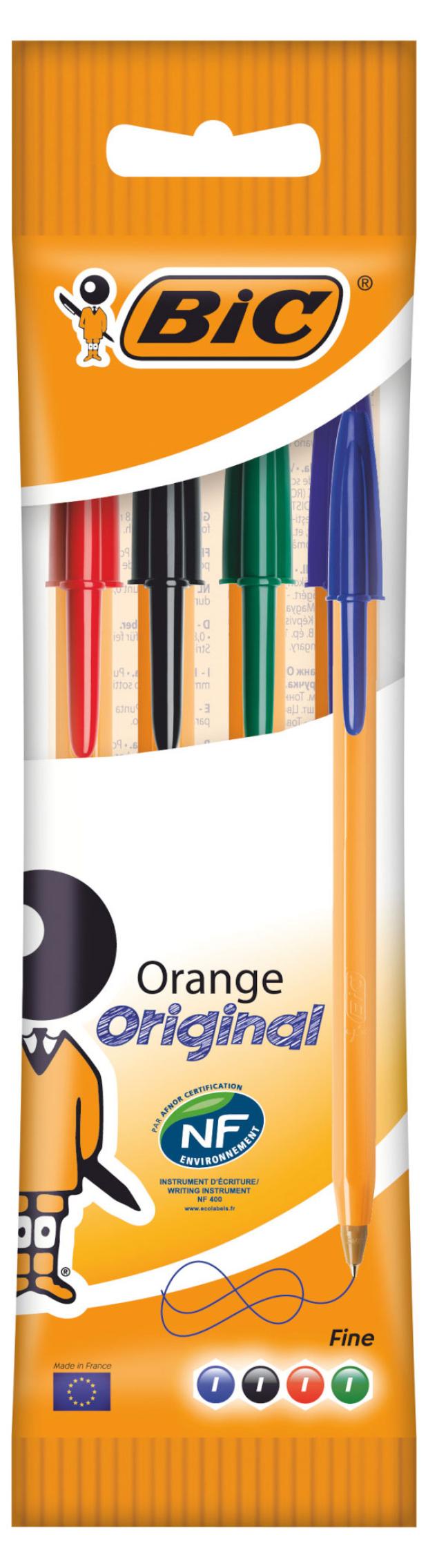 Ручка шариковая BIC Orange Fine разноцветные, 4 шт