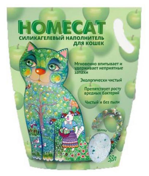

Наполнитель для кошачьих туалетов HOMECAT Силикагелевый с ароматом яблока, 3,8 л