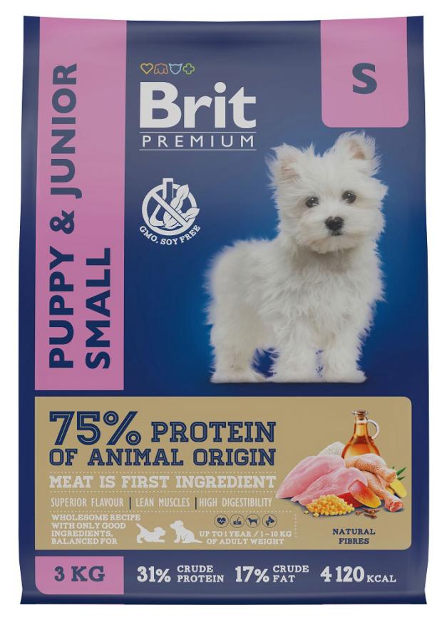 Корм для молодых собак Brit мелких пород с курицей, 3 кг