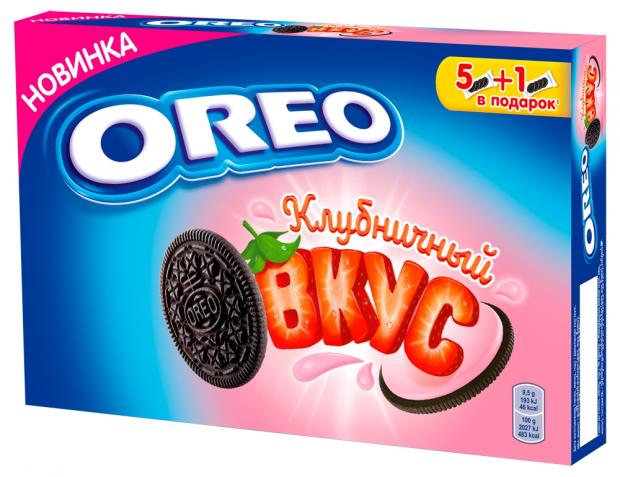 Печенье OREO с какао и начинкой с клубничным вкусом, 228 г печенье акконд трио с какао и начинкой со вкусом пломбир 65 г