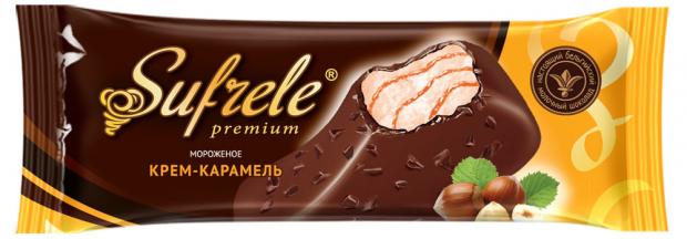 Мороженое эскимо Pin&Vin Sufrele пломбир крем - брюле с карамельной начинкой в шоколадной глазури с фундуком, 70 г
