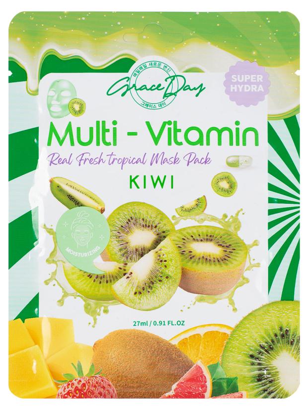 Маска для лица Grace Day Multi-Vitamin Kiwi Mask с экстрактом киви тканевая, 27 мл