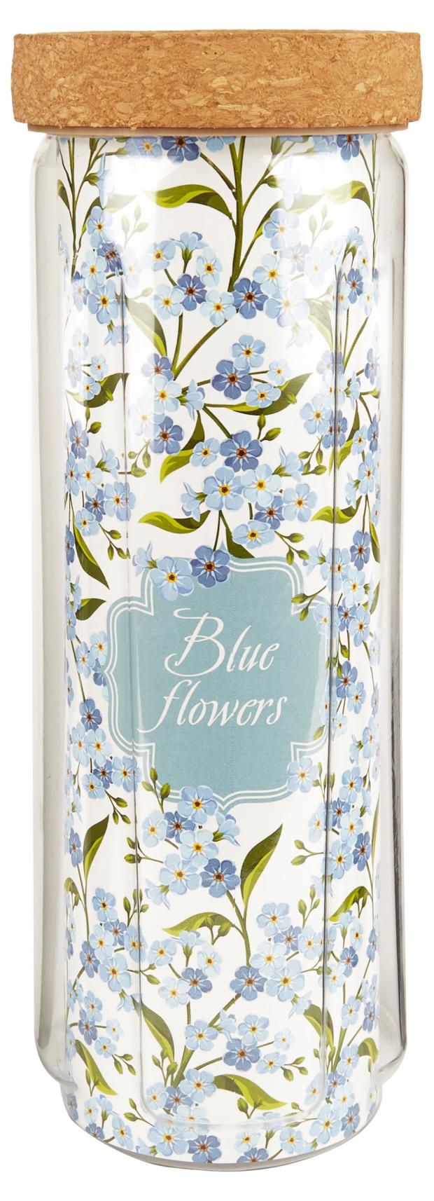 

Банка для сыпучих продуктов Sugar&Spice Blue flowers Rosemary с пробковой крышкой, 1,6 л